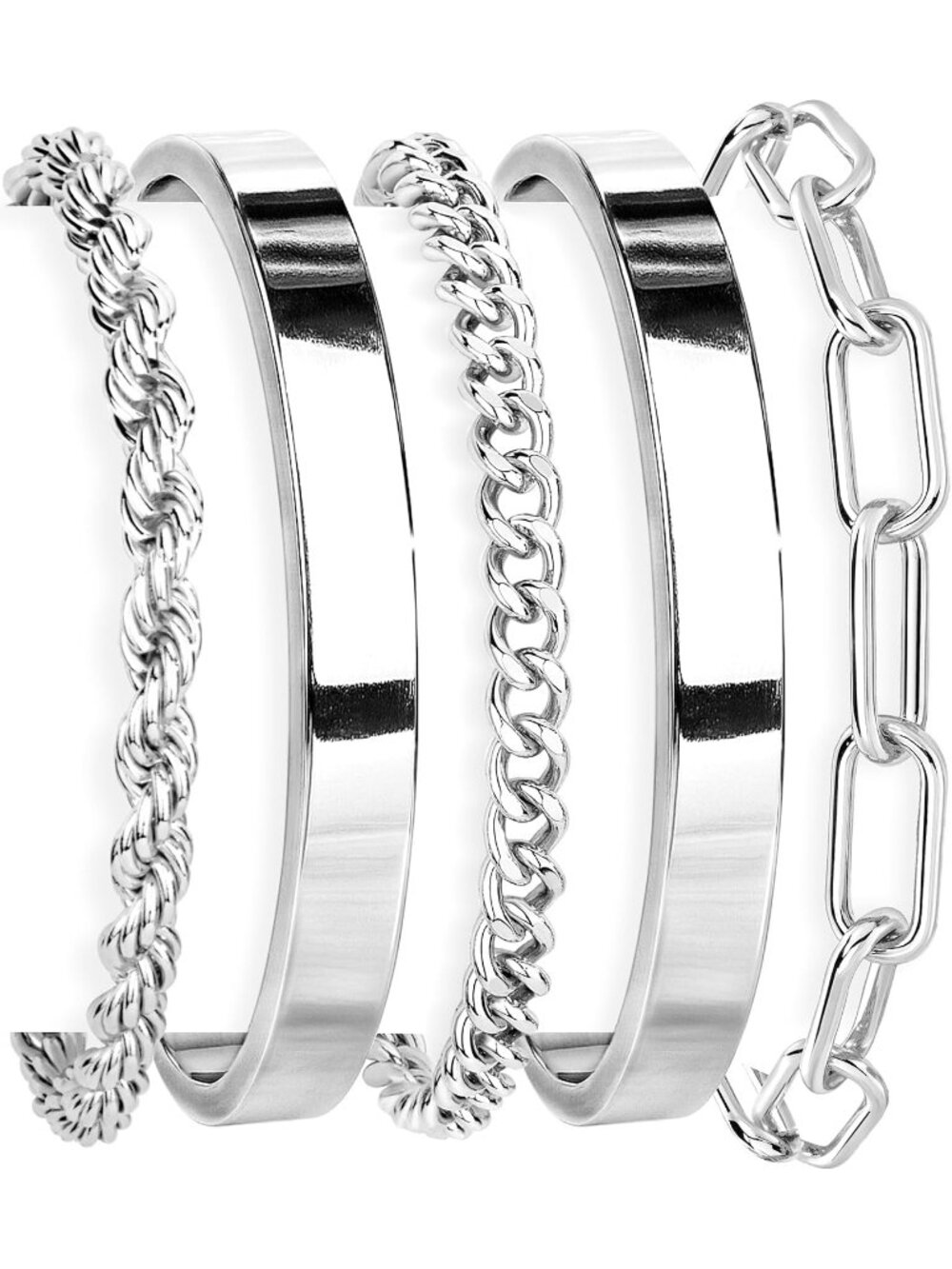 Women's Silver Cuff Set For 14 Gold Plated Non Tarnish Stackable Bangles